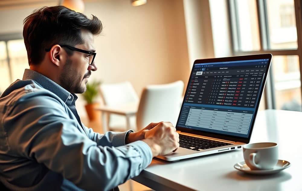 Person som sammenligner odds på bettingsider på laptop